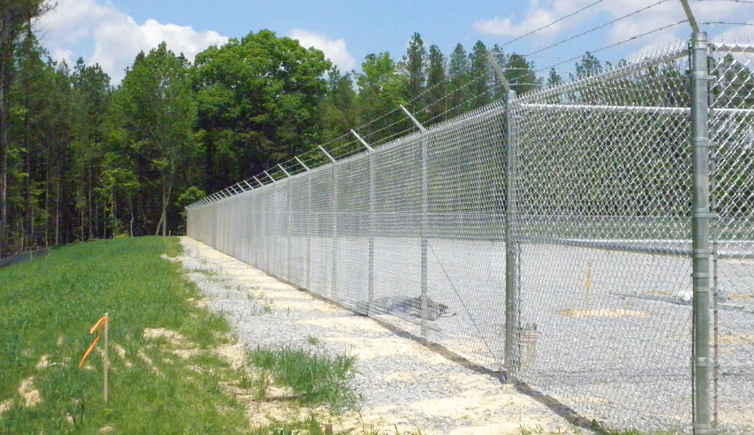 Chain-link fence around a substation